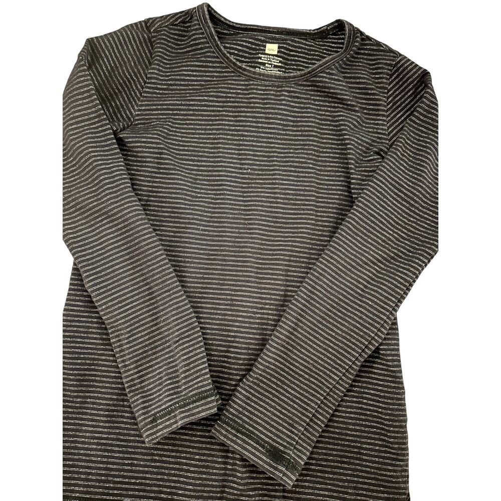 Tea Collection Black Silver Stripe Shirt size 7
